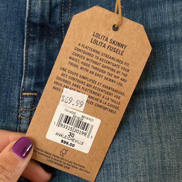 Lucky Brand Lolita Skinny Ripped Lightly Distressed Jeans, Unfinished Hem - Picture 6 of 7